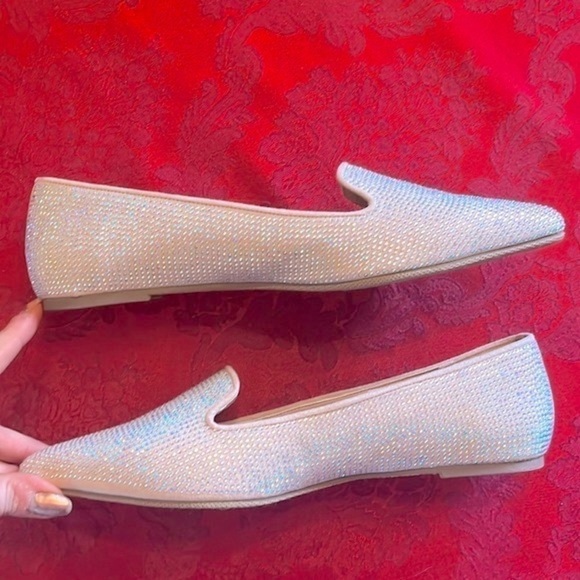 Brand New Sugar Iridescent Beaded Pointed Toe Slip On Flats Dressy Loafers - Picture 7 of 15